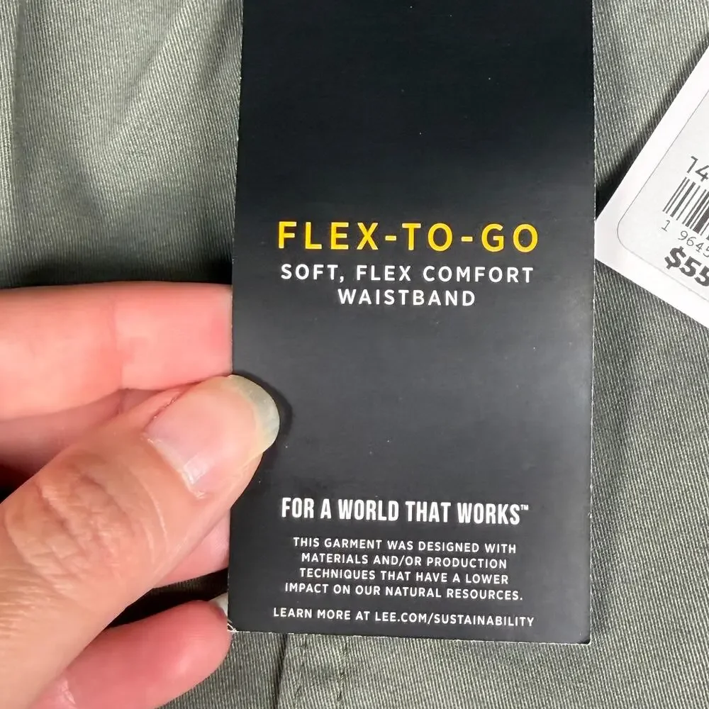 Lee Cargo Pants Women's 14 Olive Green Straight Leg Flex Comfort Waistband NWT
